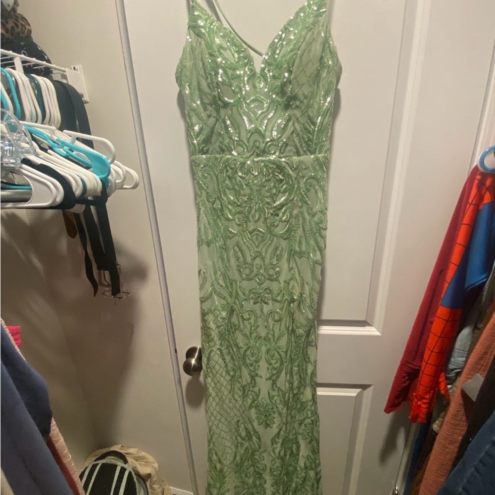 Darling Light Green Beaded Maxi Gown